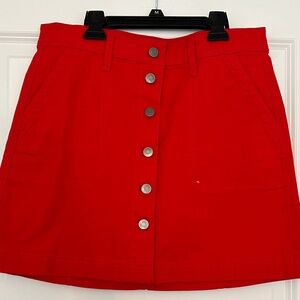 Jcrew red skirt with button details